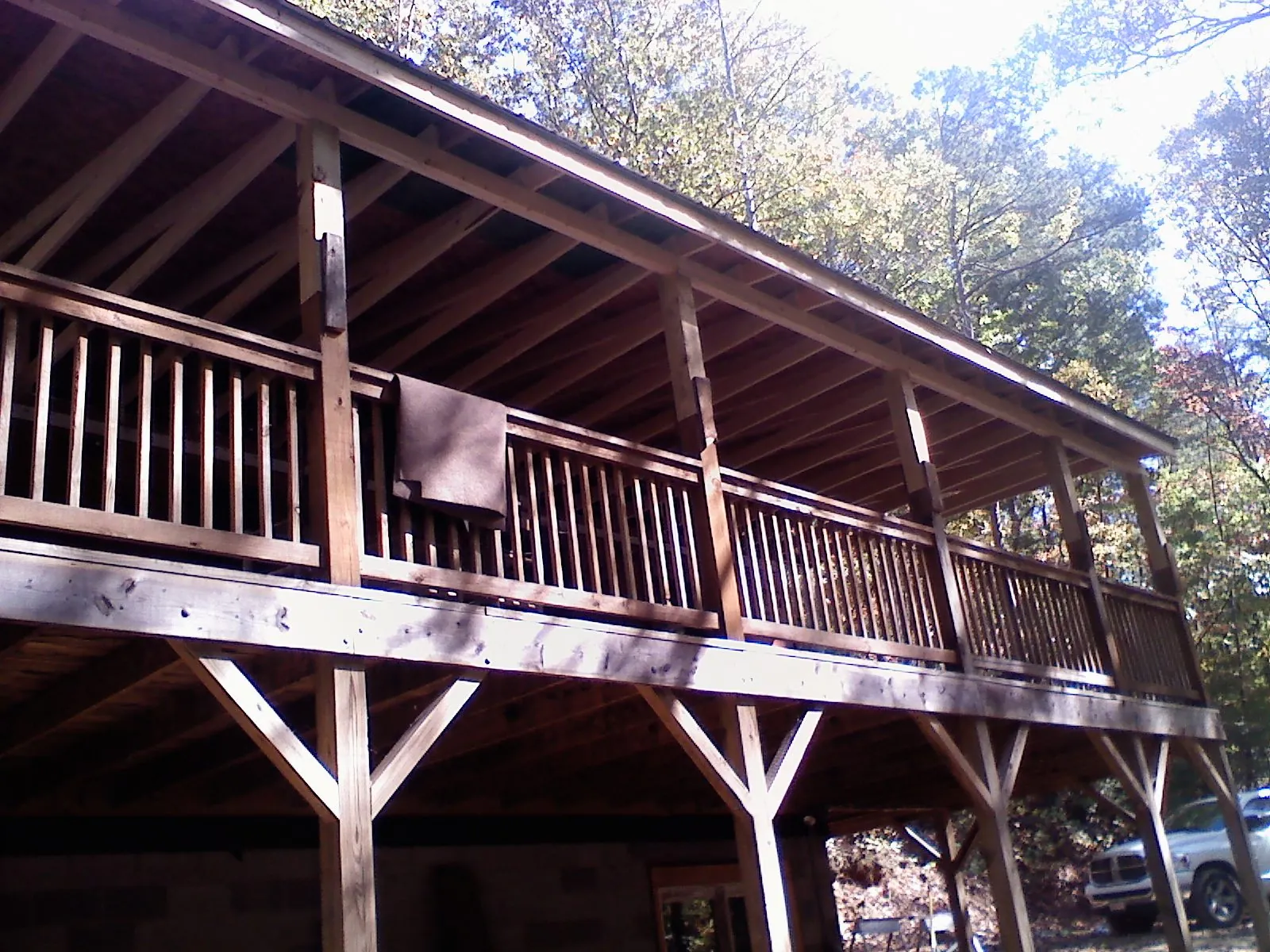 Timber framing under a new elevated porch and deck — Roof Leak Repair in Riverview by Roofing Brothers